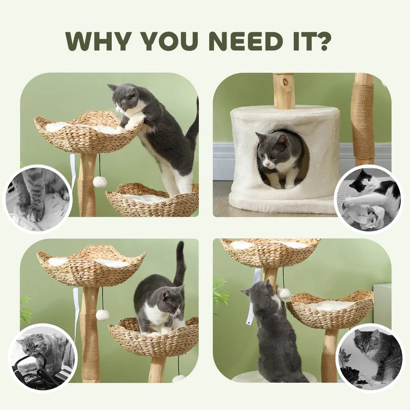 37-Inch Modern Cat Tree – Multi-Level Cat Tower
