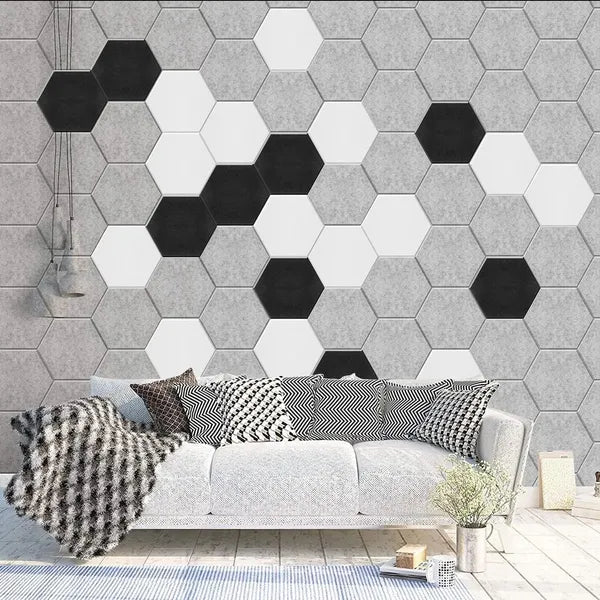 6-Inch Hexagon Acoustic Sound Panels – 9mm Polyester Fiber Wall Tiles