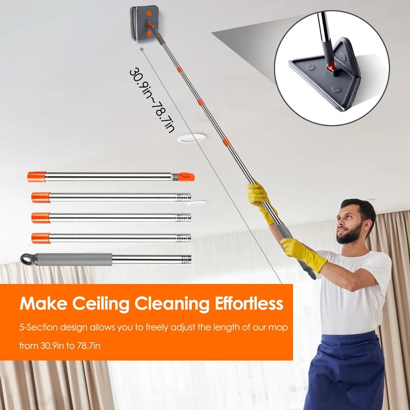 2-in-1 Baseboard Cleaner & Wall Cleaner Mop with Squeegee