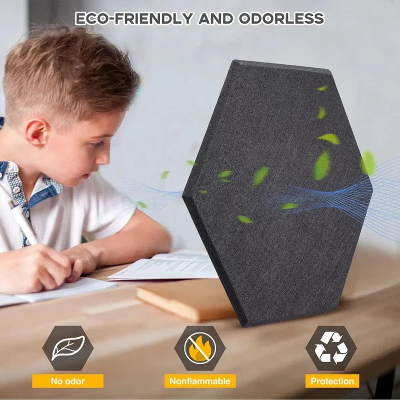 6-Inch Hexagon Acoustic Sound Panels – 9mm Polyester Fiber Wall Tiles